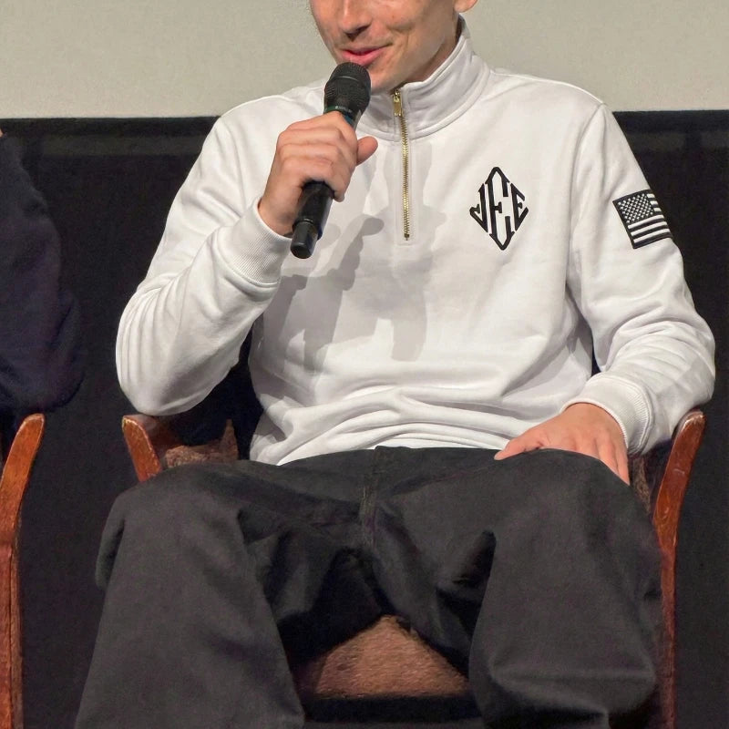 Y2K Retro Zipneck Sweatshirt JEE 3D Embroidery Quarterzip Pullover Hoodie American Trendy Classic Streetwear Men Clothing